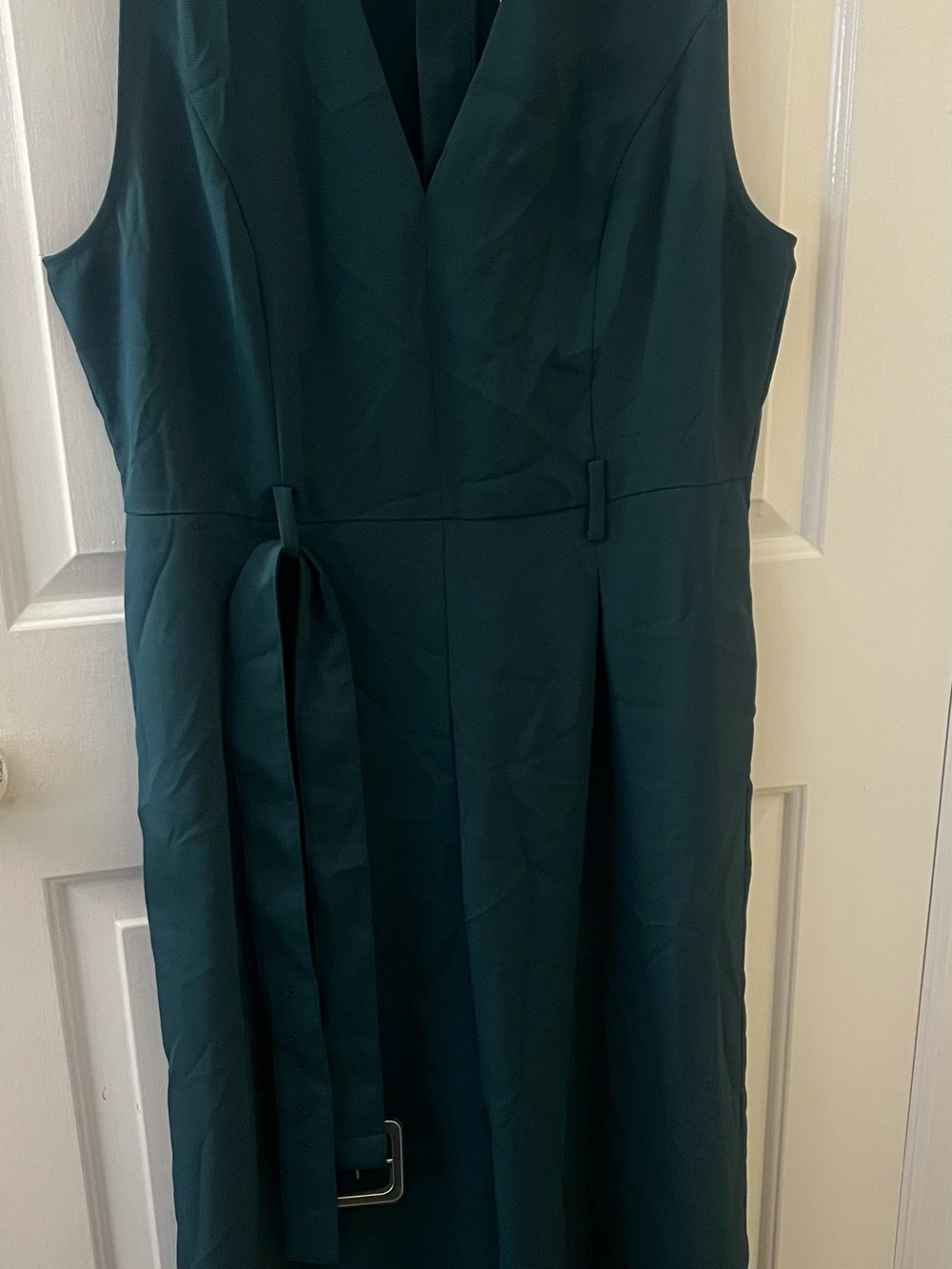 Joie Sleeveless Deep Teal V-Neck Jumpsuit with Belt NWT